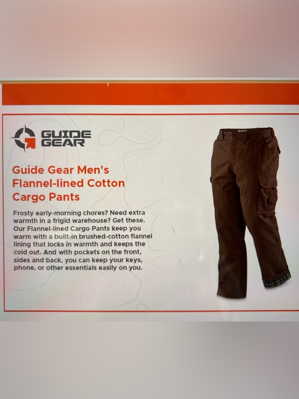 Guide Gear—Men’s Flannel-Lined Cotton Cargo Pants - Camouflage Color
